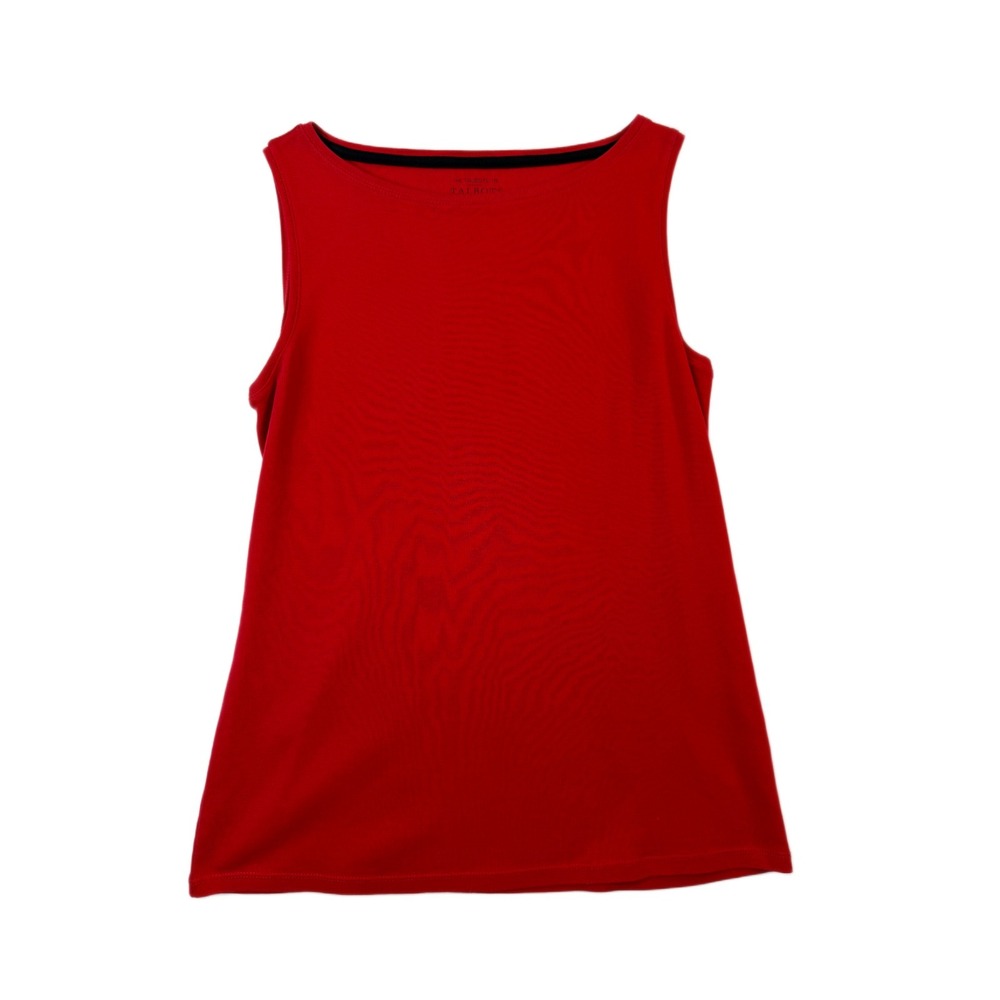 Talbots Tank Top Womens Petite Medium Red‎ Knit Pima Cotton Wide Strap Pullover